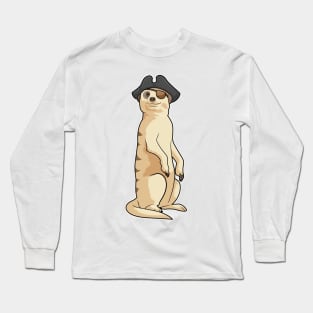 Meerkat as Pirate with Pirate hat Long Sleeve T-Shirt